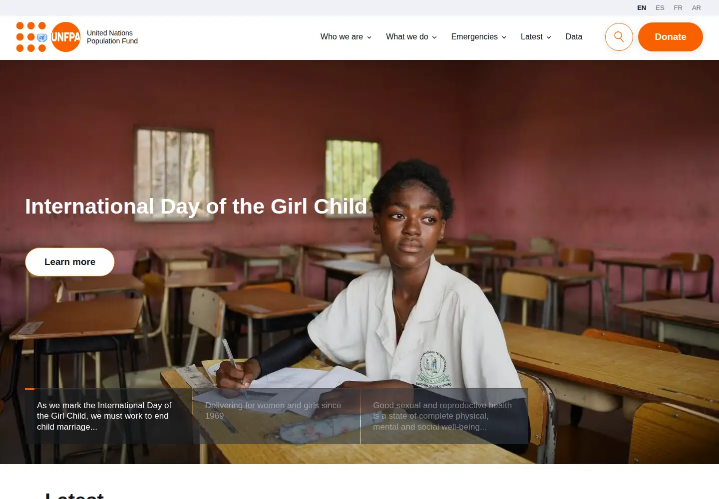 Screenshot of unfpa.org
