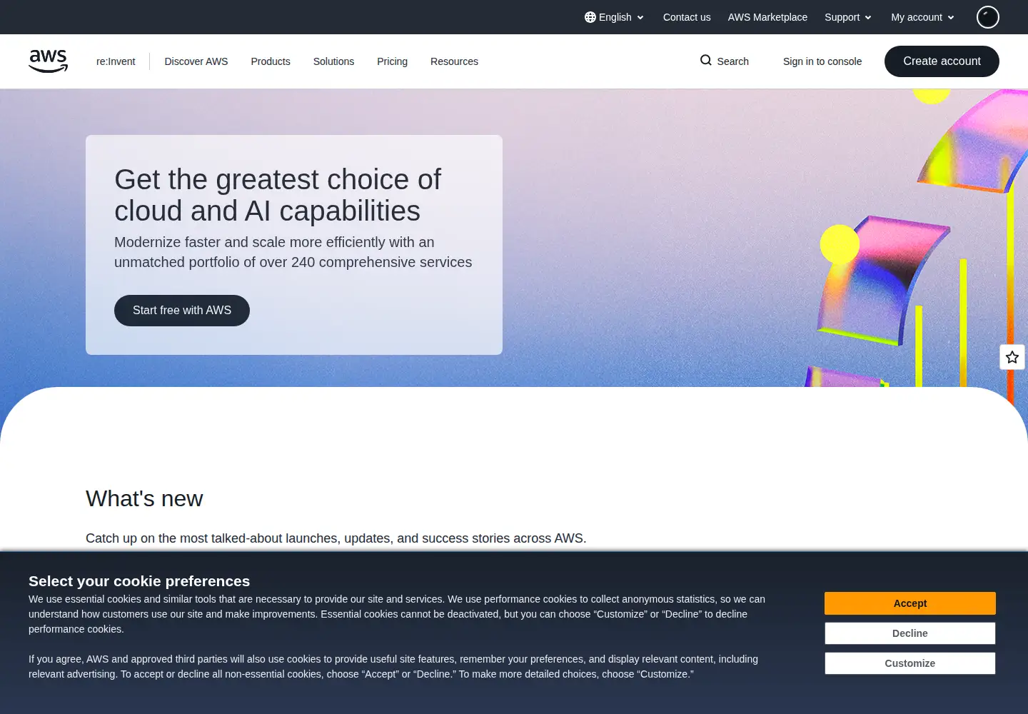 Captured homepage of amazonwebservices.com in the current scan