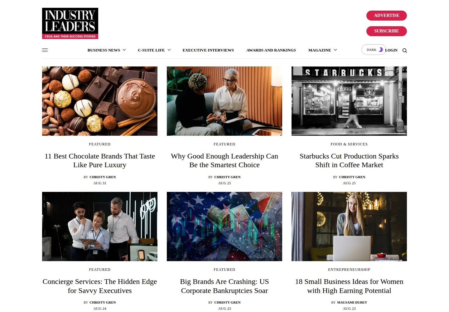 Screenshot of industryleadersmagazine.com