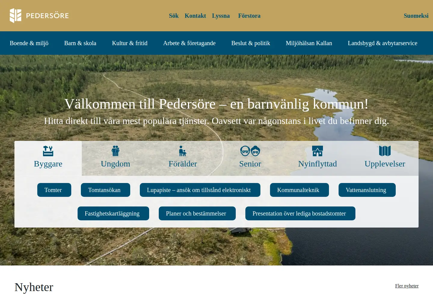Captured homepage of pedersore.fi in the current scan