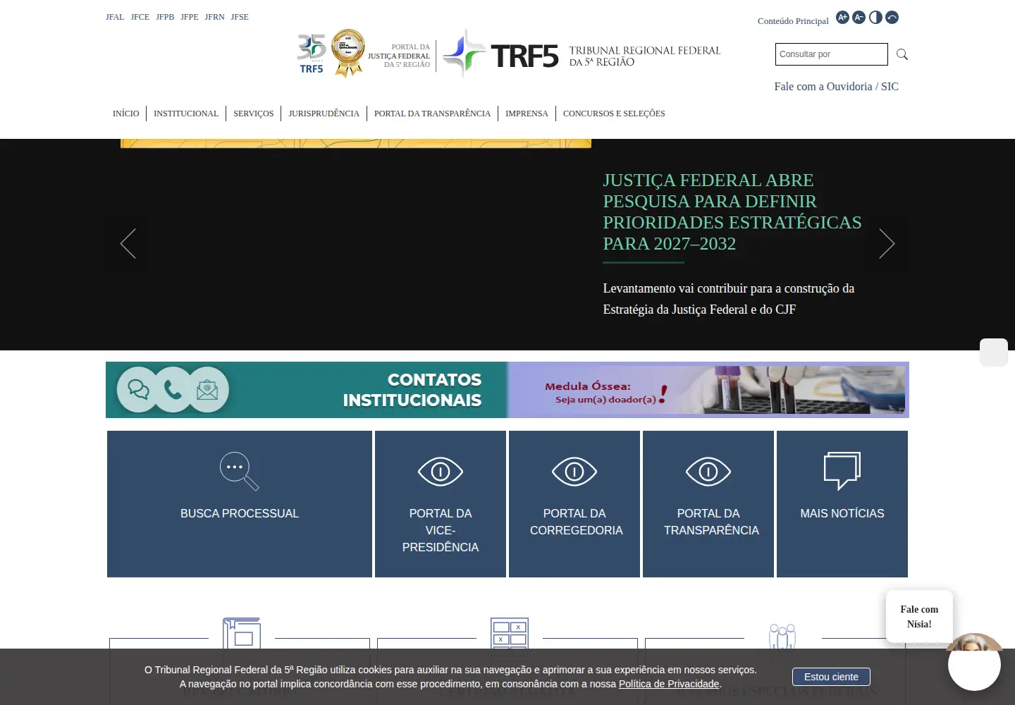 Captured homepage of trf5.jus.br in the current scan