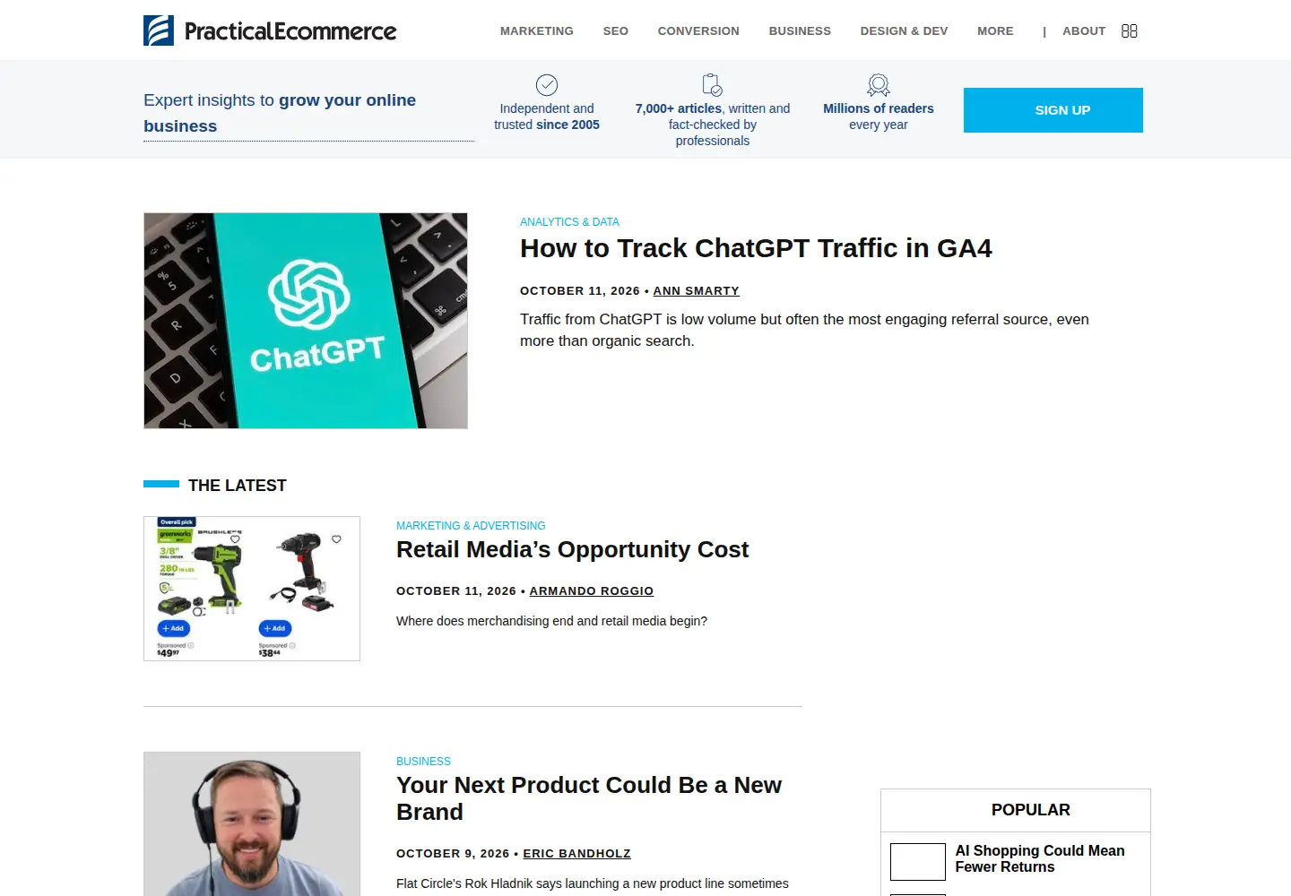 Screenshot of practicalecommerce.com