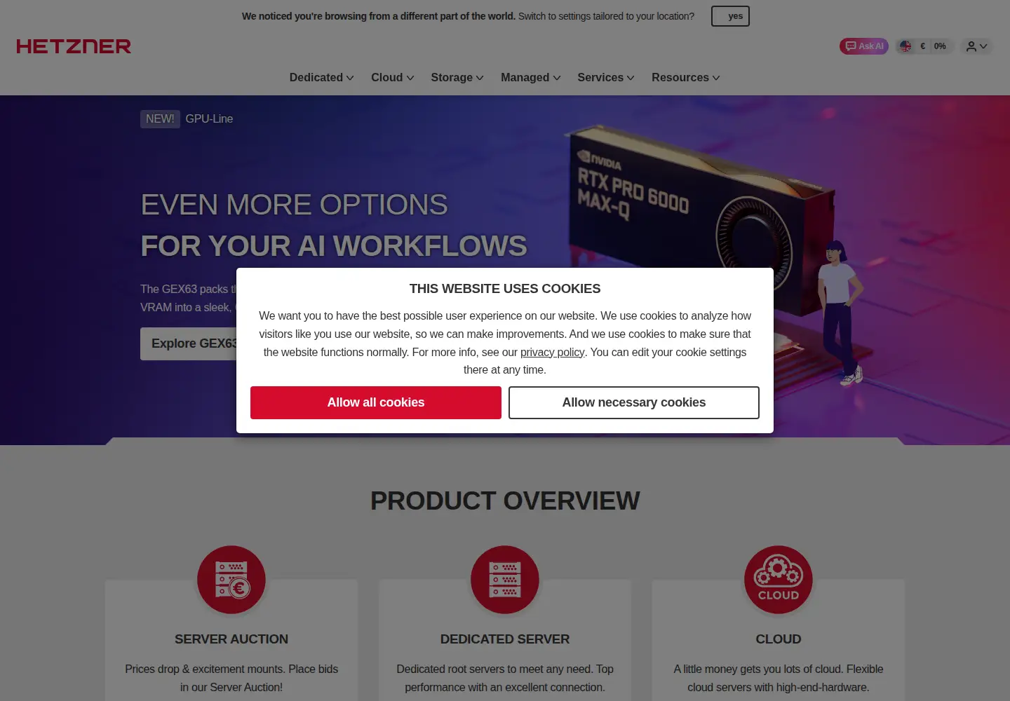 Screenshot of hetzner.com
