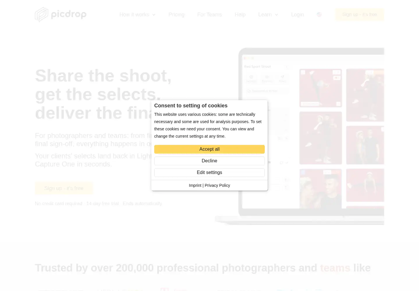 Screenshot of picdrop.com