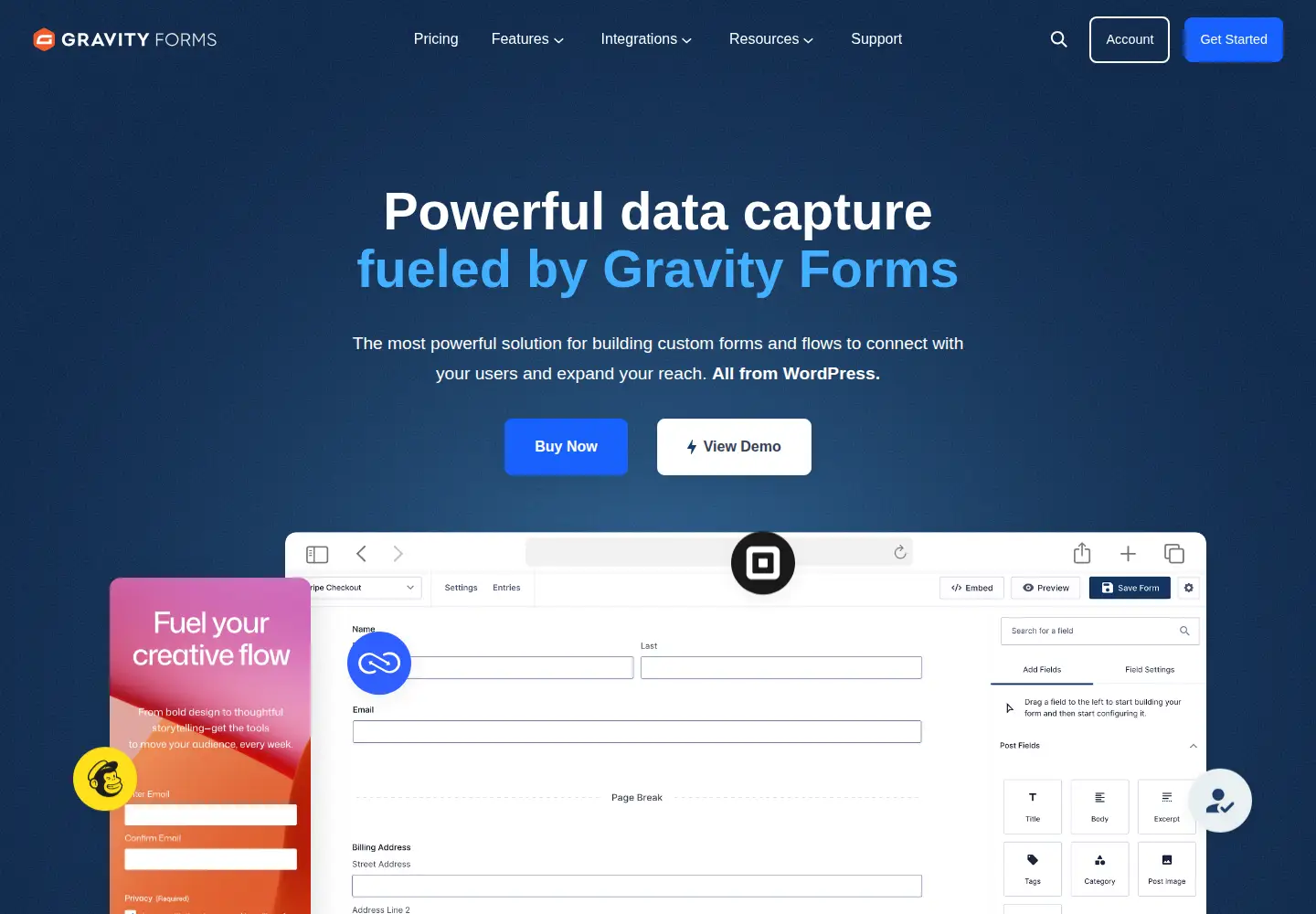 Captured homepage of gravityforms.com in the current scan