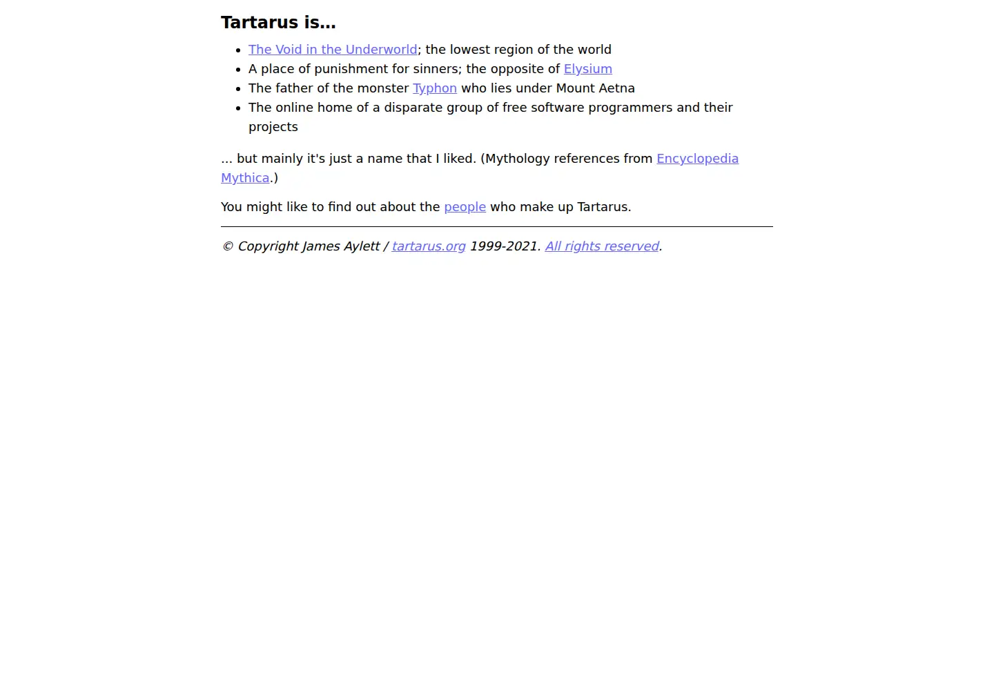 Screenshot of tartarus.org