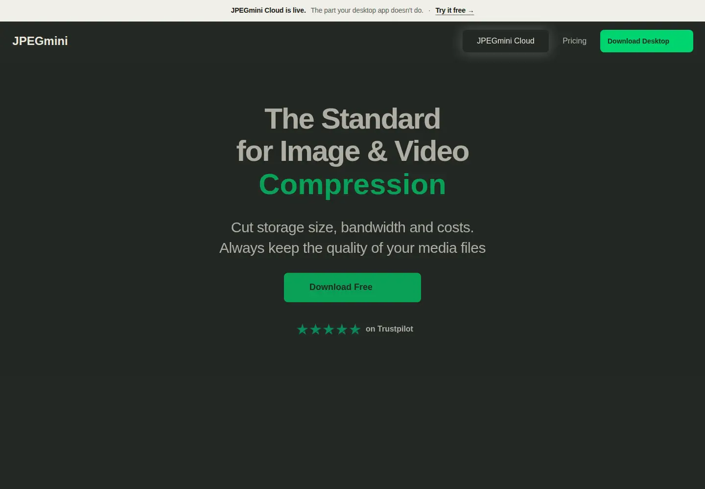 Screenshot of jpegmini.com