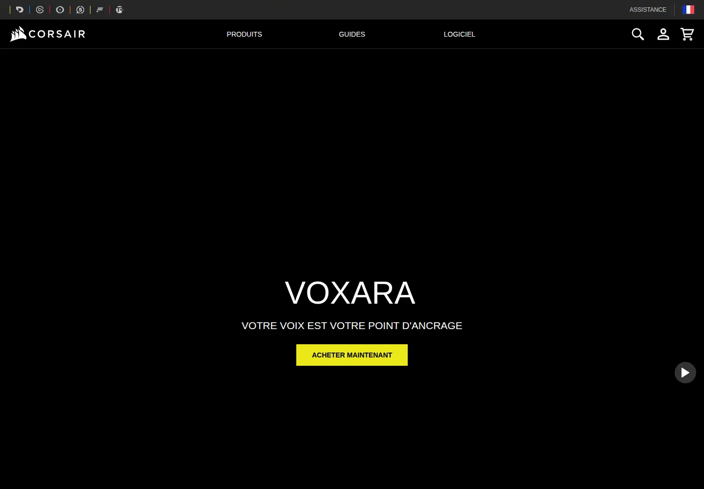 Captured homepage of corsair.com in the current scan