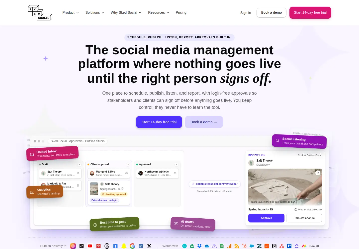 Captured homepage of skedsocial.com in the current scan