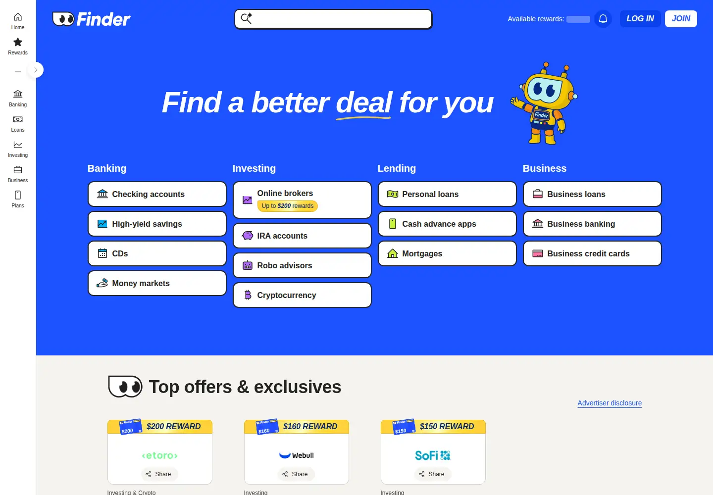 Screenshot of finder.com