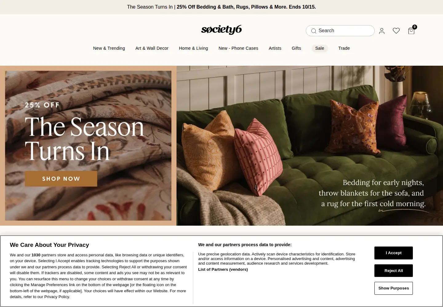 Screenshot of society6.com