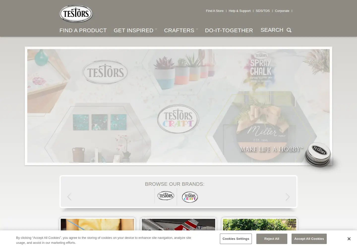 Captured homepage of testors.com in the current scan