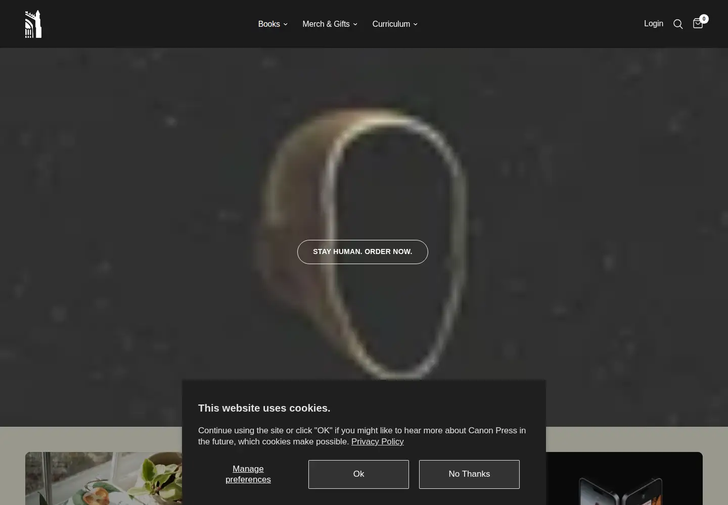 Captured homepage of canonpress.com in the current scan