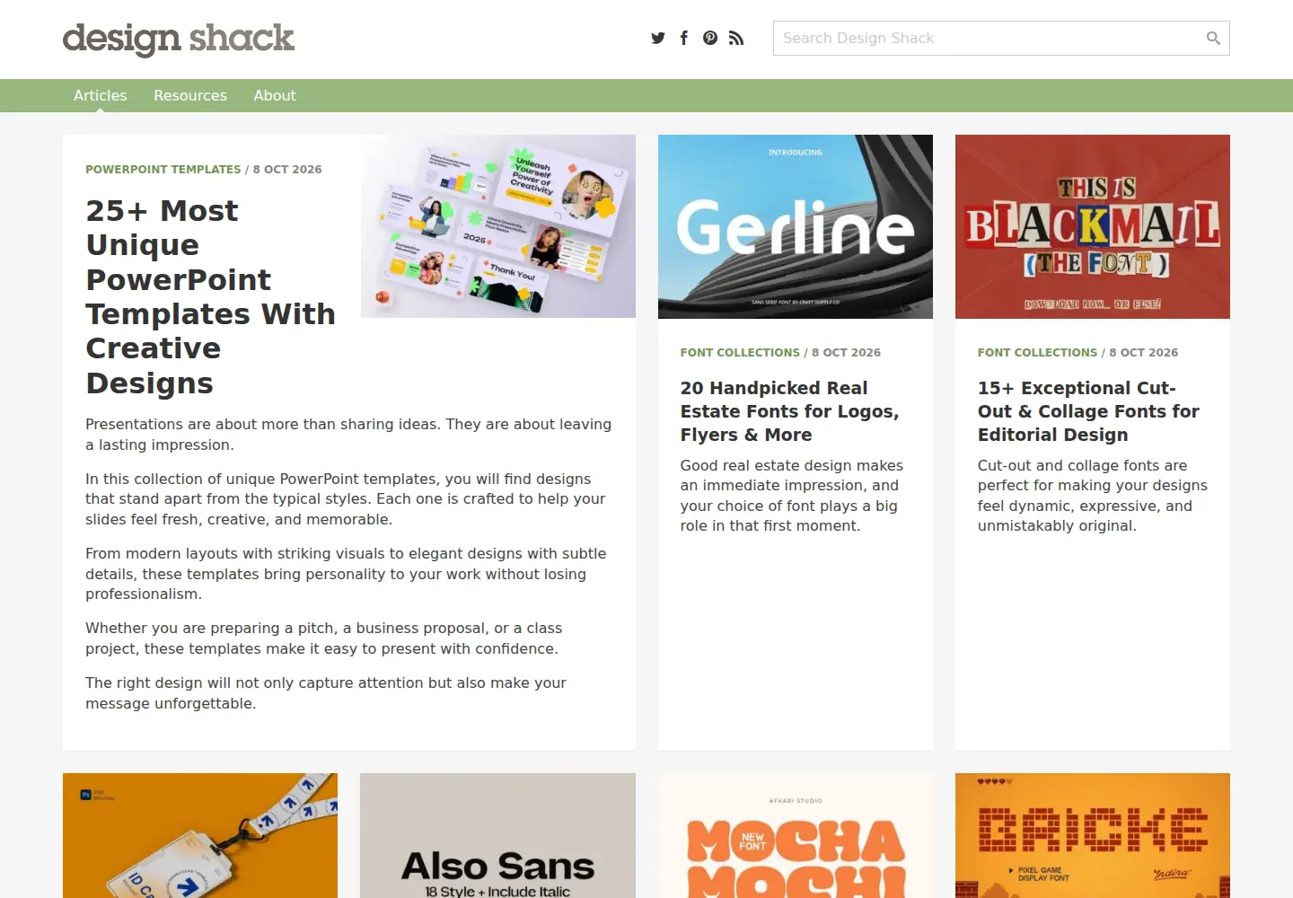 Screenshot of designshack.net