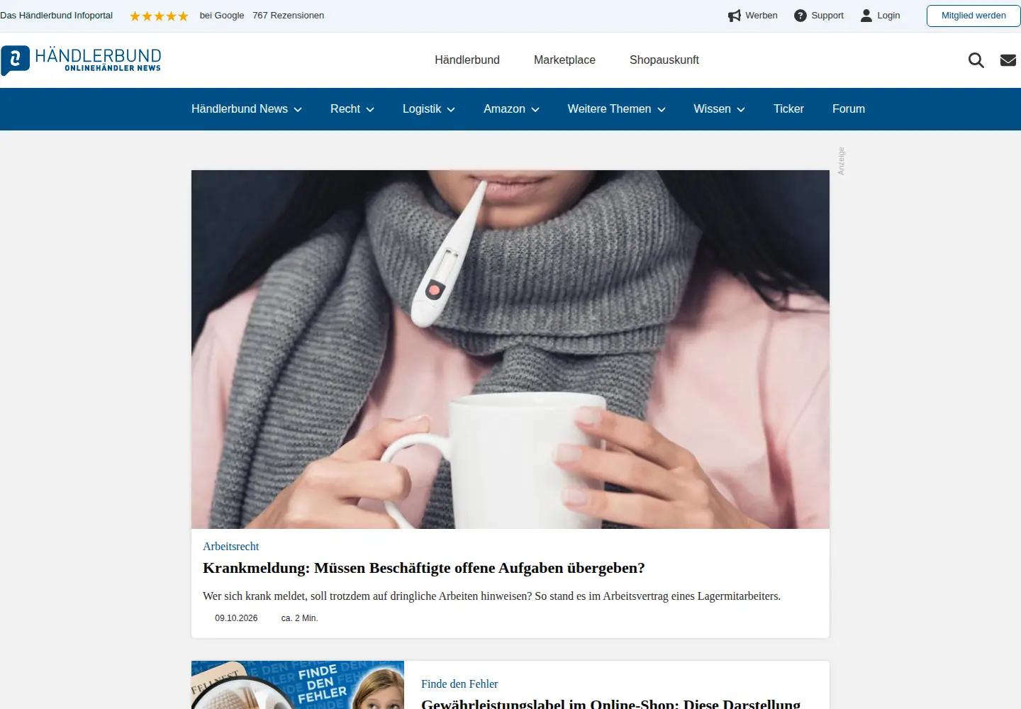 Screenshot of onlinehaendler-news.de
