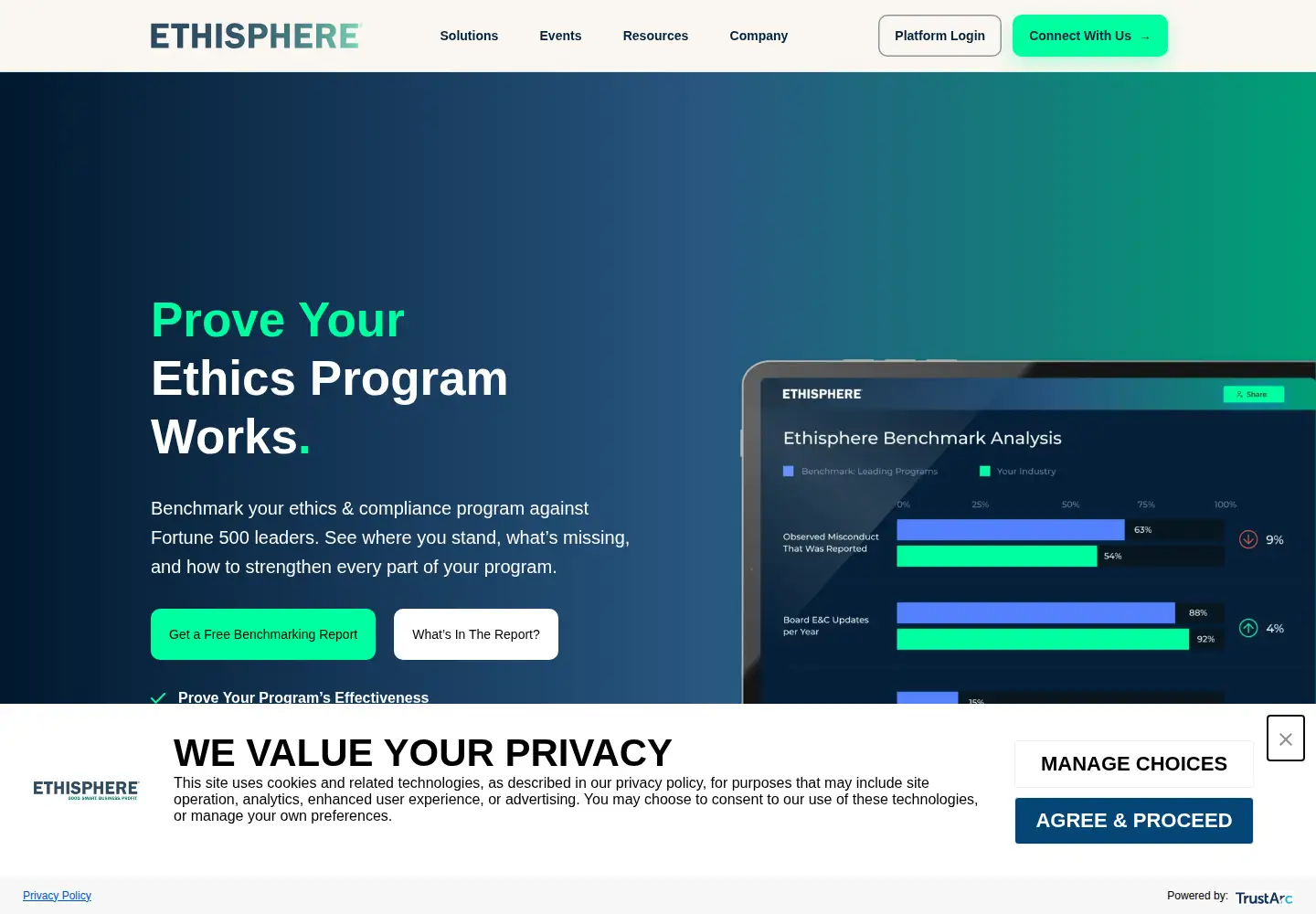 Captured homepage of ethisphere.com in the current scan