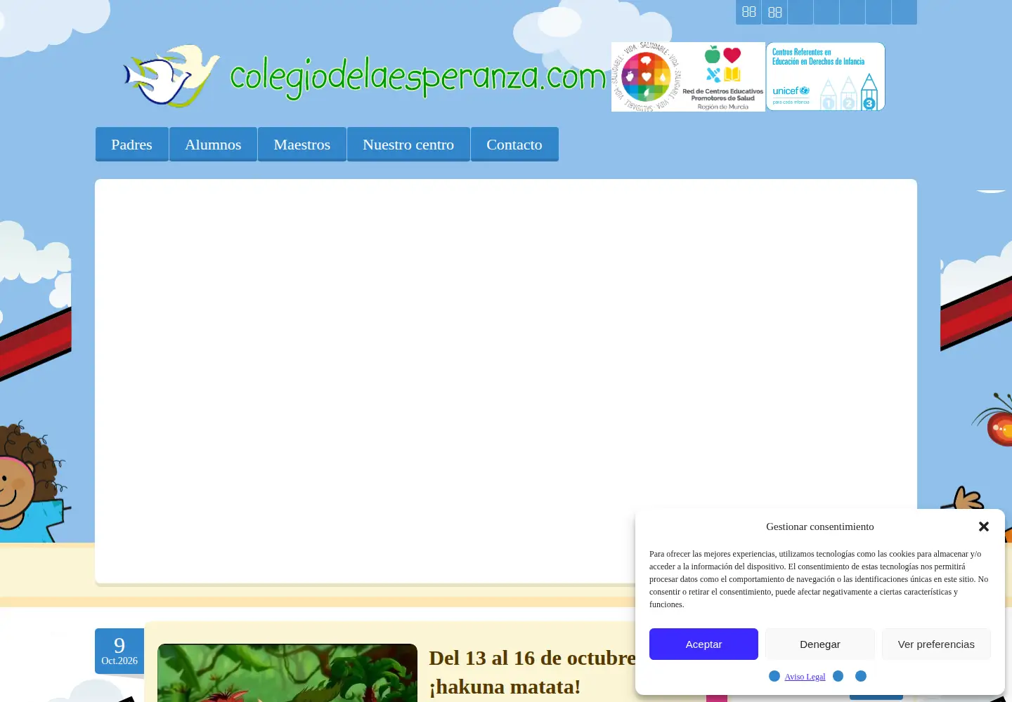 Captured homepage of colegiodelaesperanza.com in the current scan
