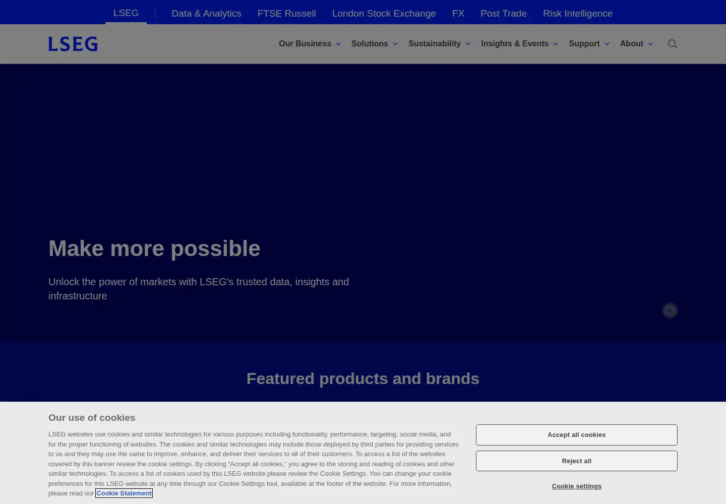 Captured homepage of lseg.com in the current scan