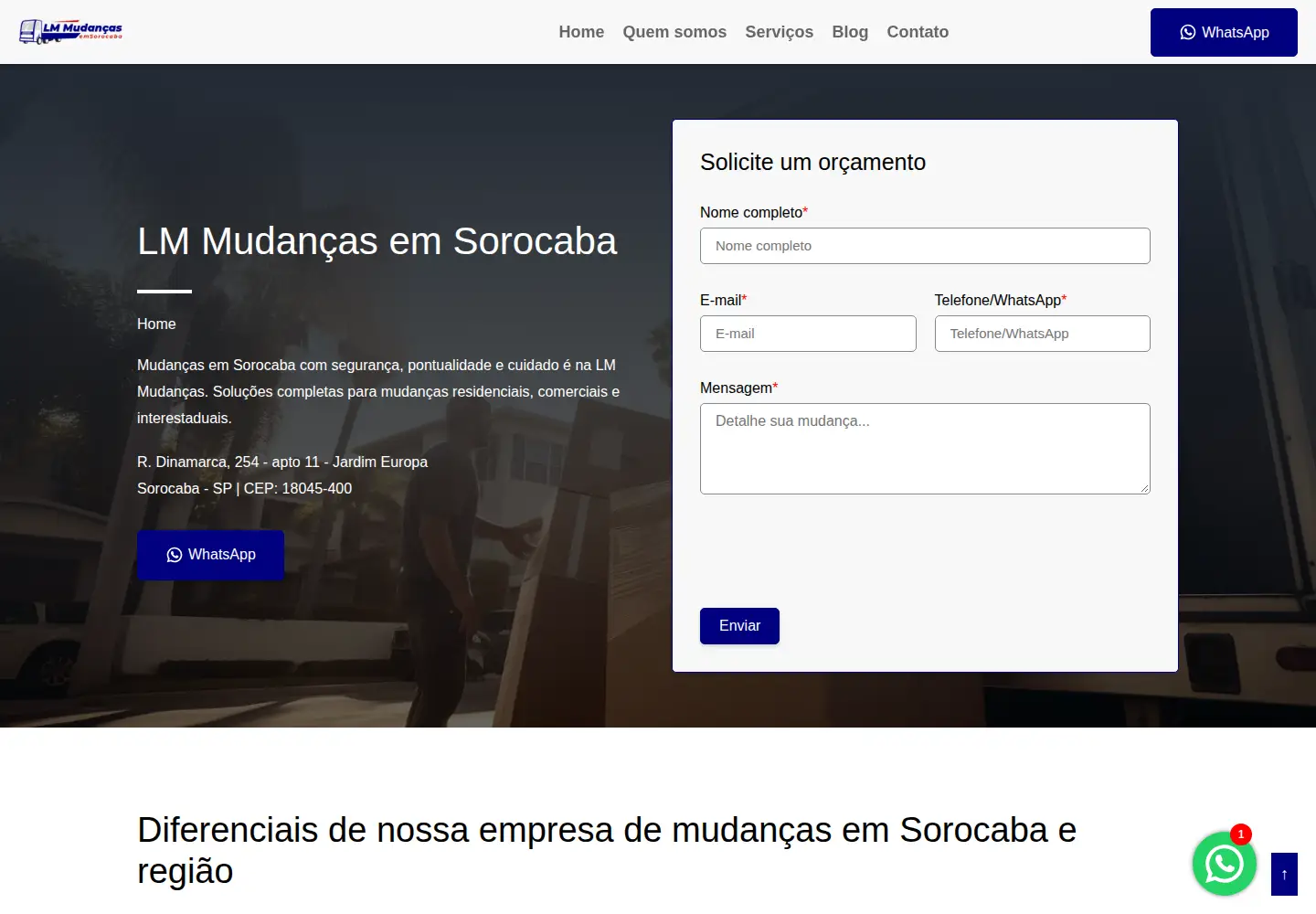 Captured homepage of lmmudancassorocaba.com.br in the current scan