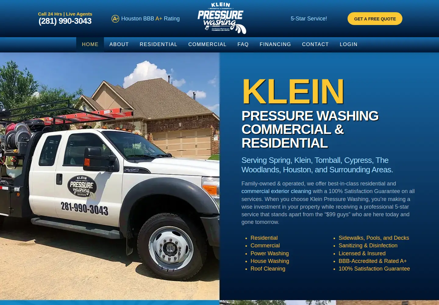 Screenshot of kleinpressurewashing.com