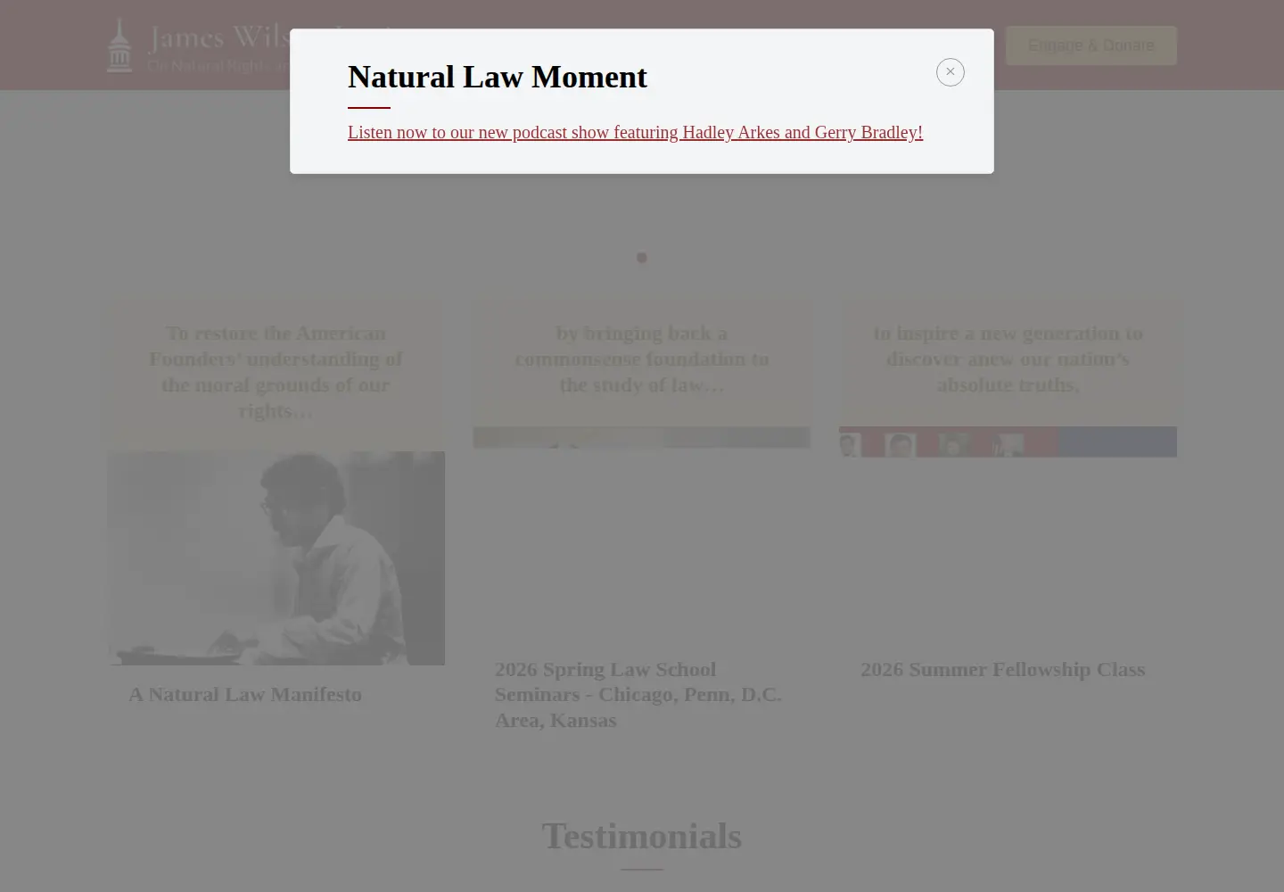 Captured homepage of jameswilsoninstitute.org in the current scan