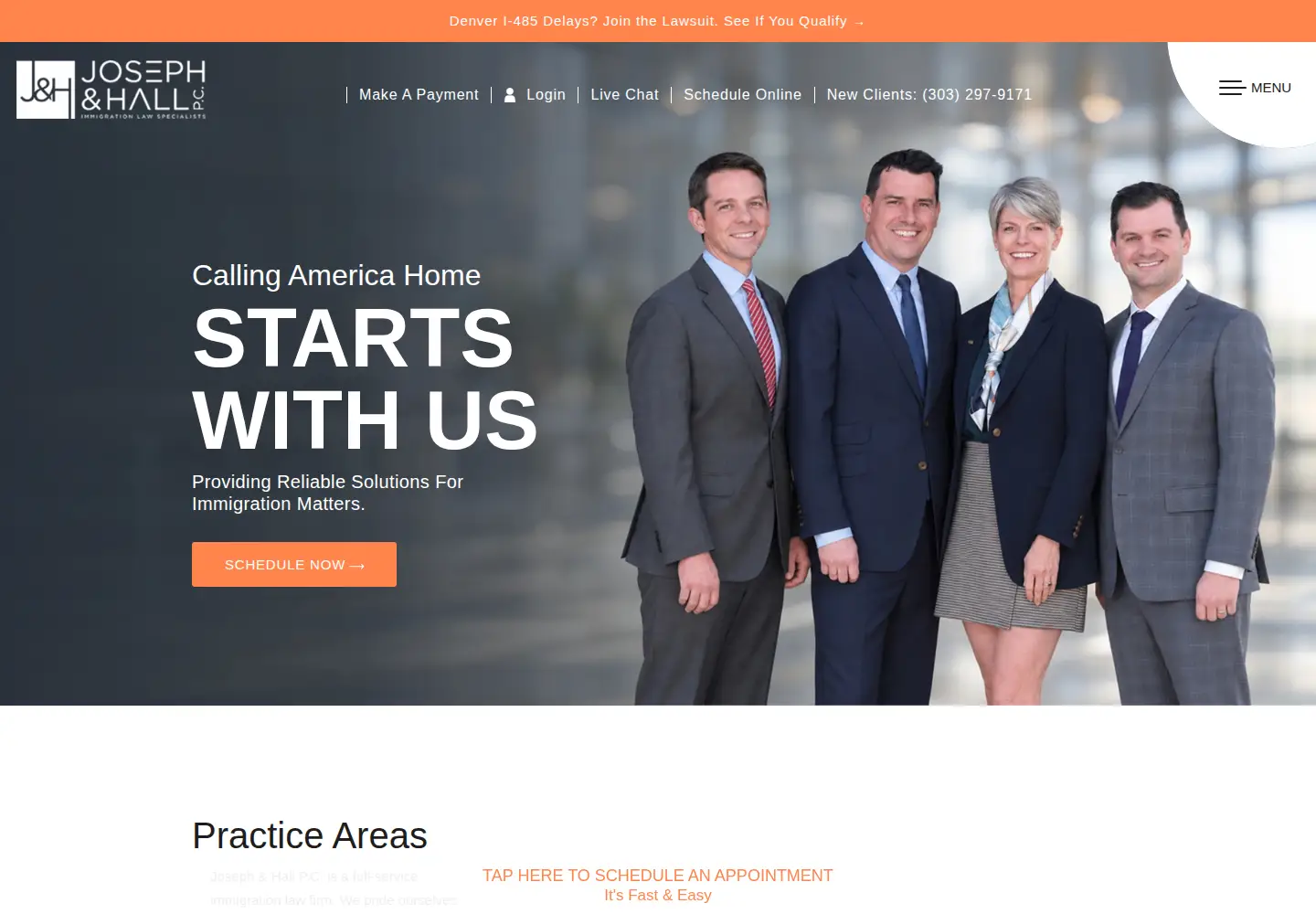 Captured homepage of immigrationissues.com in the current scan
