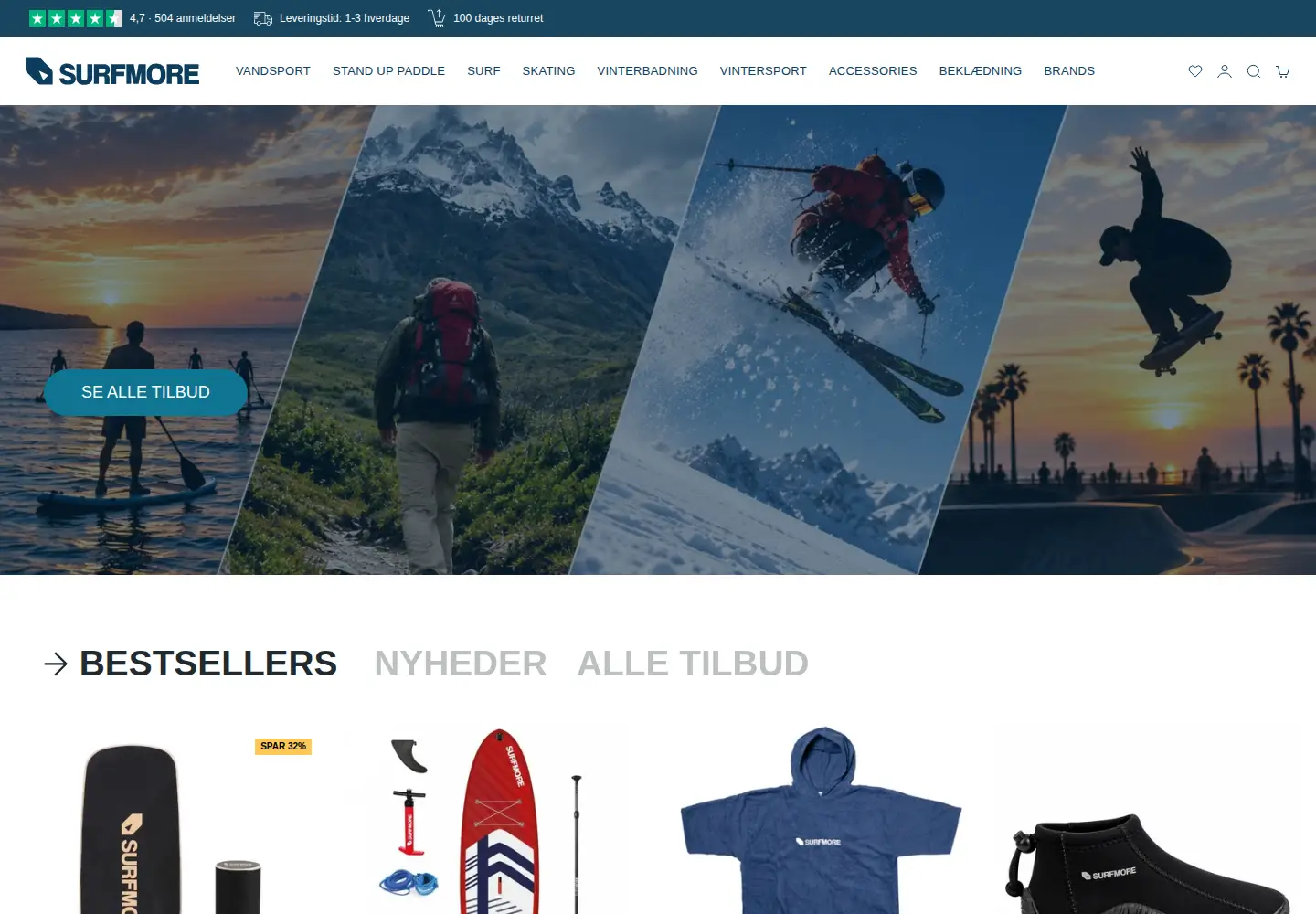 Captured homepage of surfmore.dk in the current scan