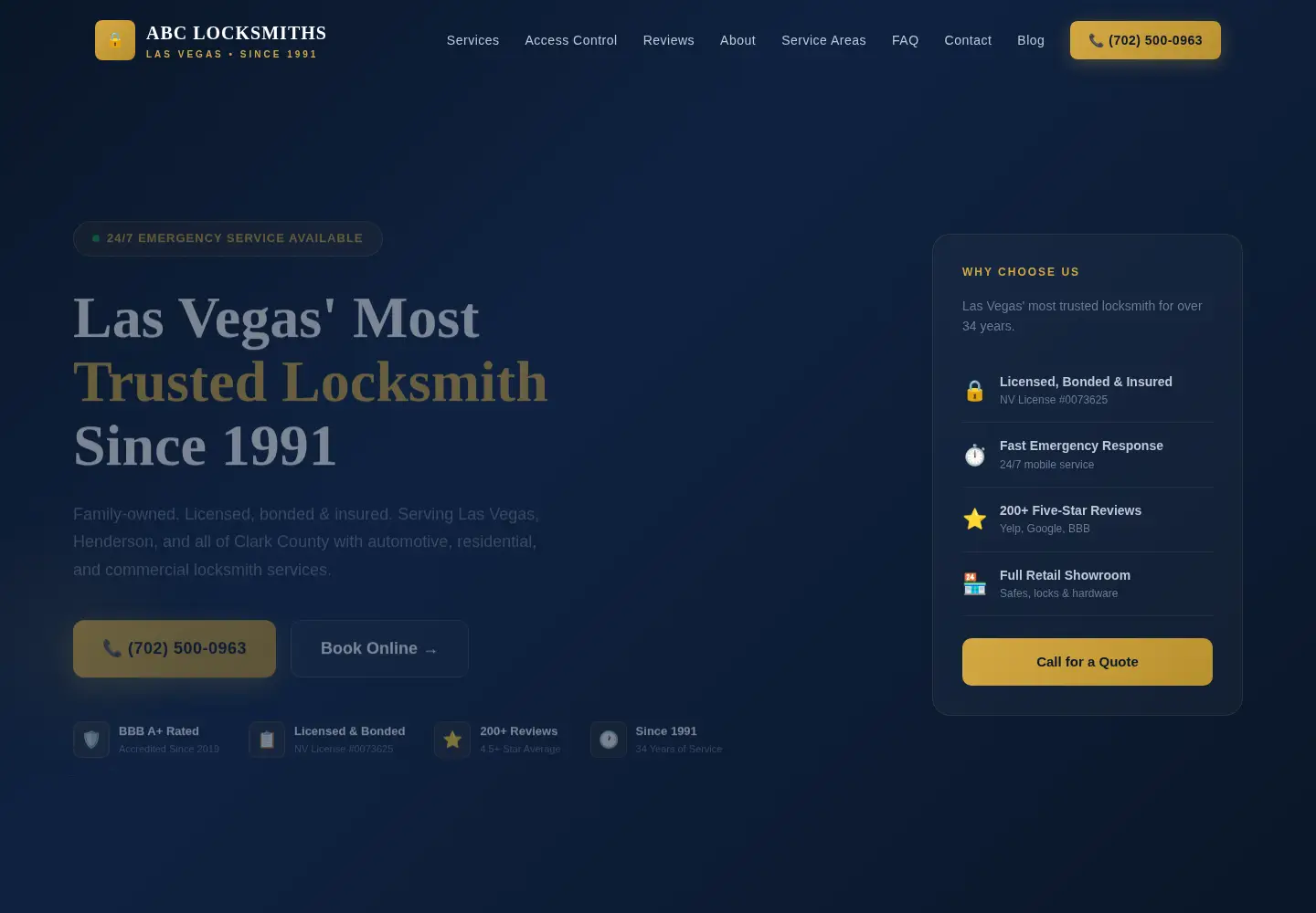 Captured homepage of abclocksmithslv.com in the current scan