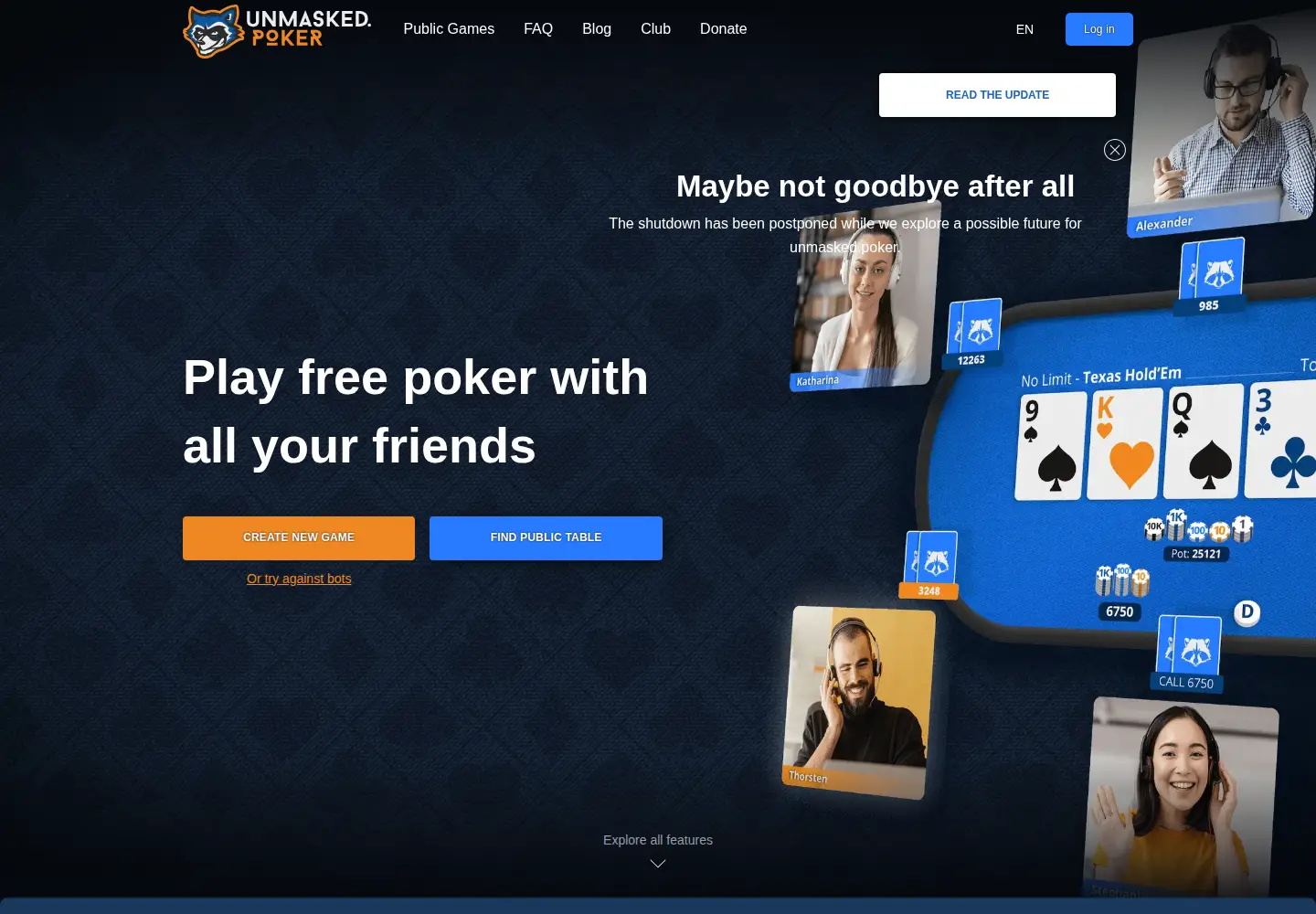 Screenshot of unmasked.poker