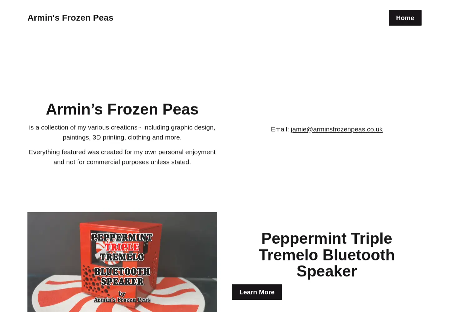 Screenshot of arminsfrozenpeas.co.uk