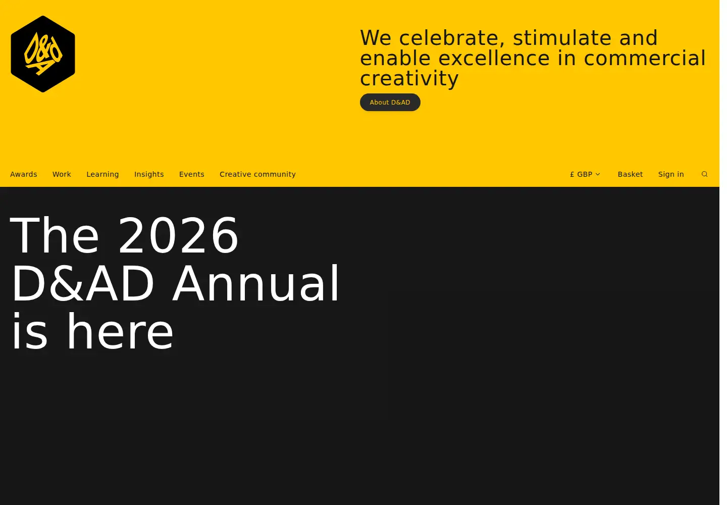 Captured homepage of dandad.org in the current scan