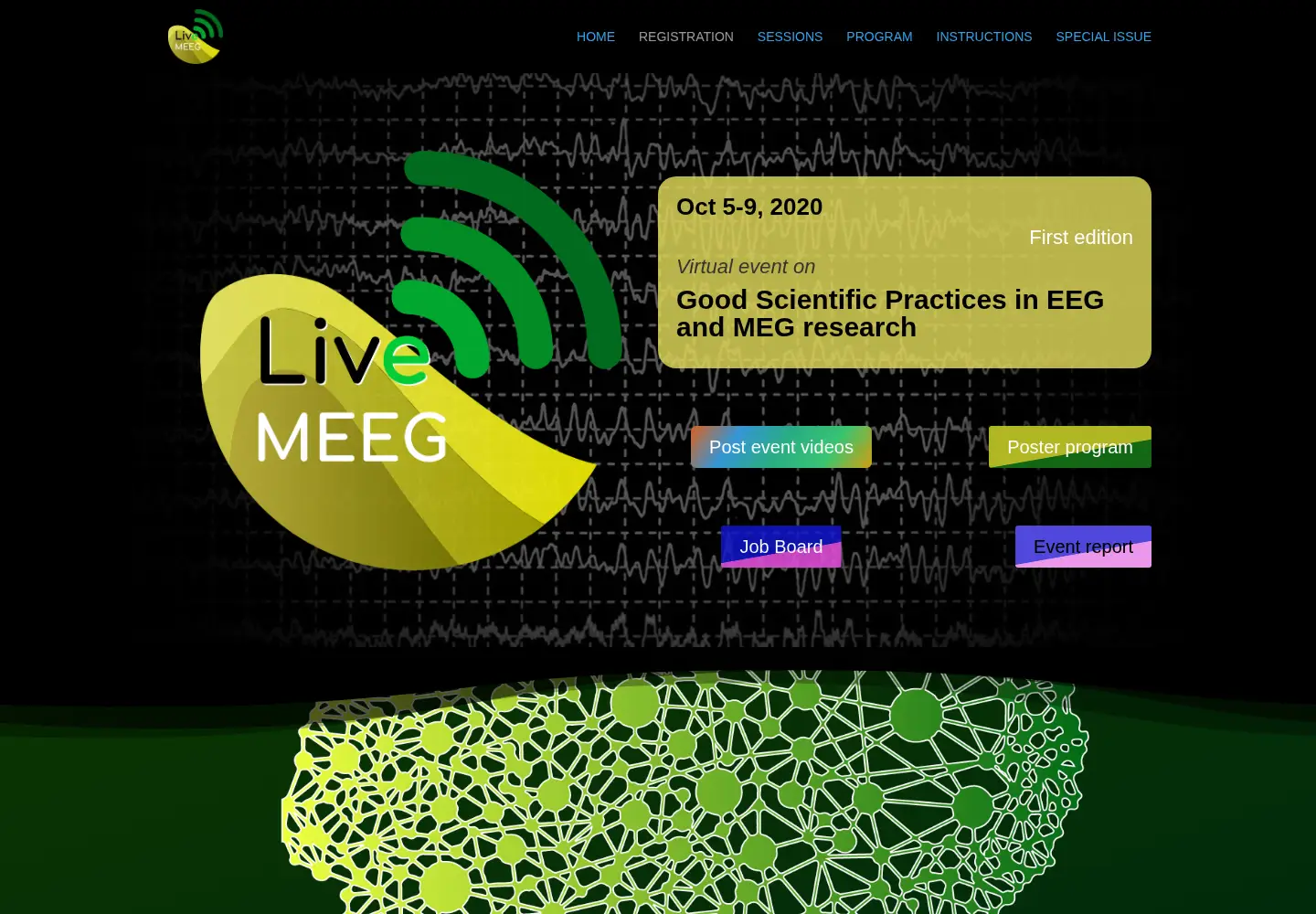 Captured homepage of livemeeg2020.org in the current scan