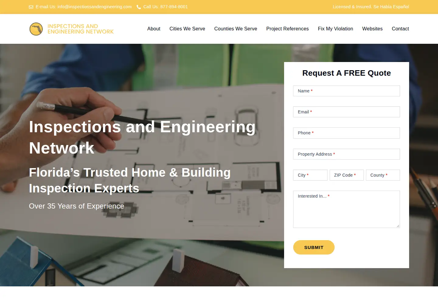 Screenshot of inspectionsandengineering.com