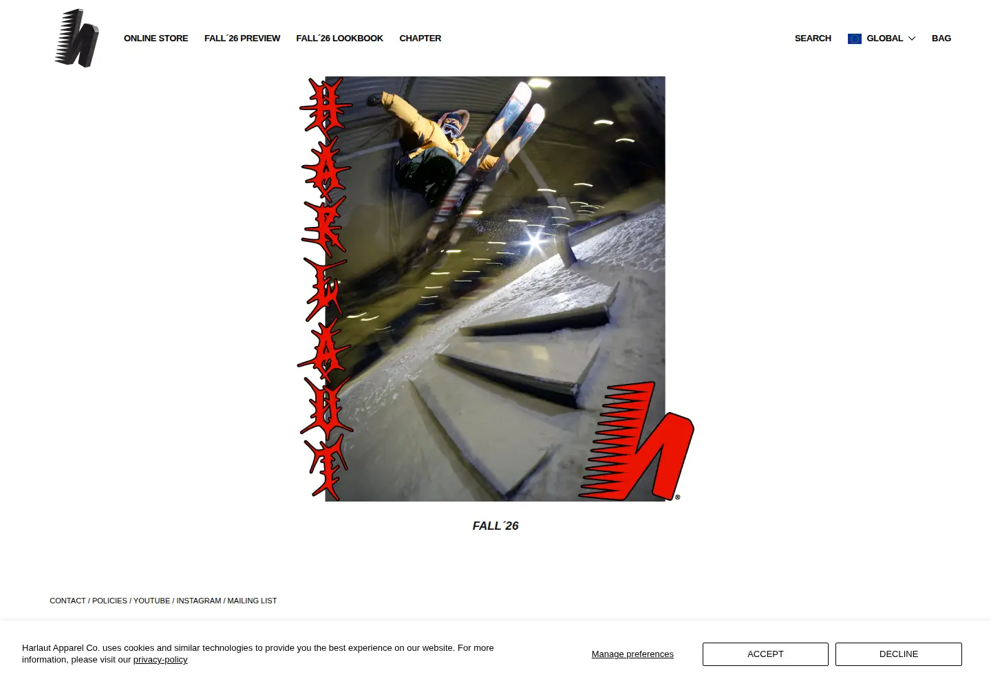 Captured homepage of harlautapparel.co in the current scan