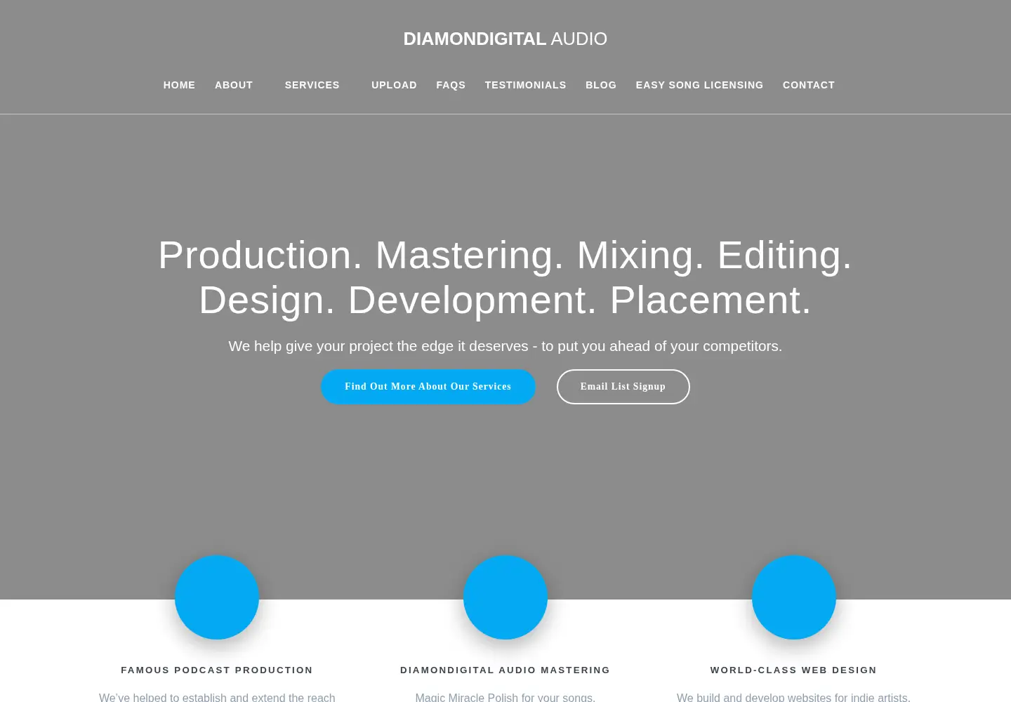 Screenshot of diamondiscaudio.com