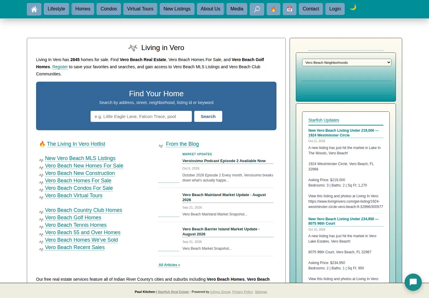 Captured homepage of livinginvero.com in the current scan