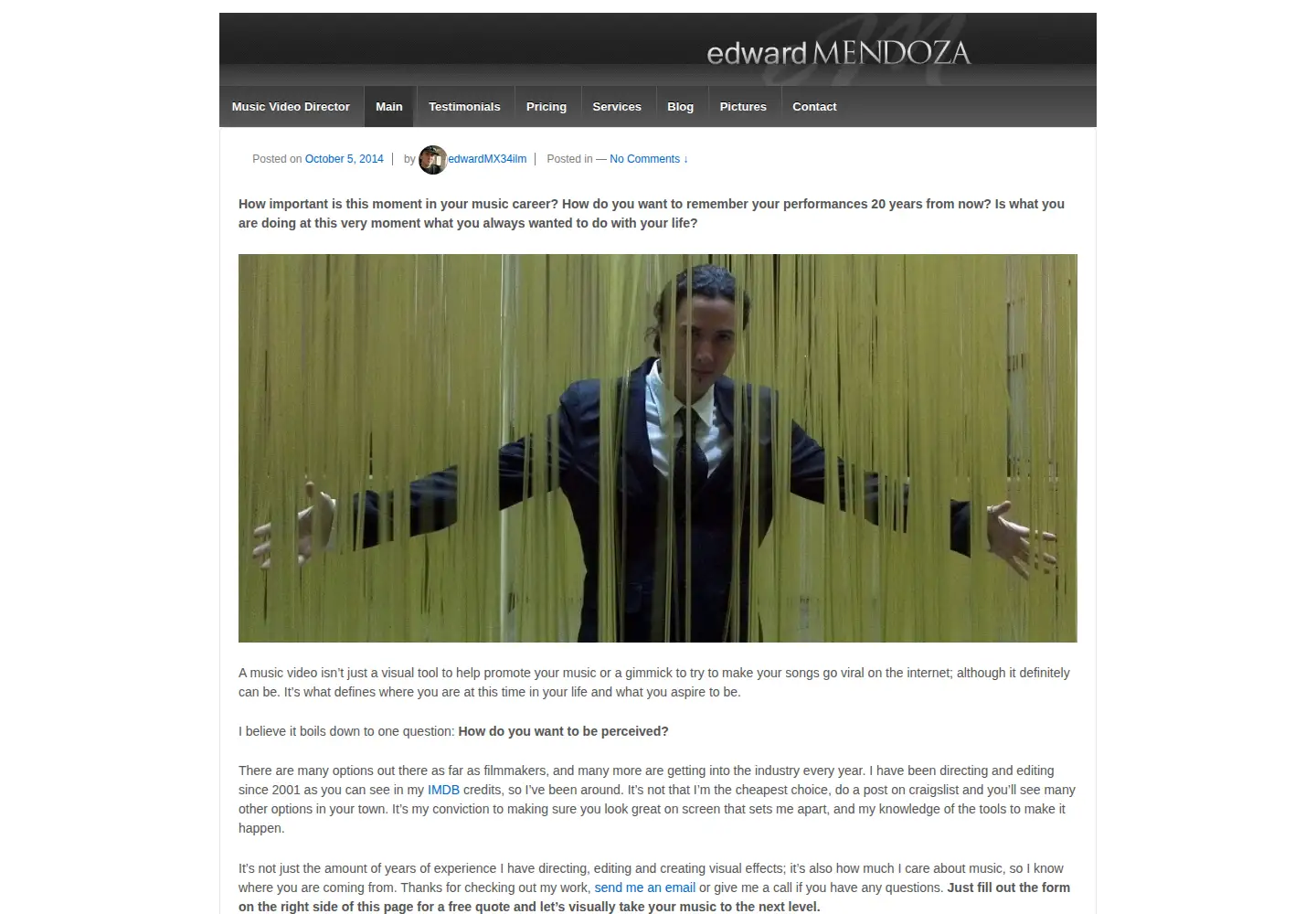 Captured homepage of edwardmendoza.com in the current scan