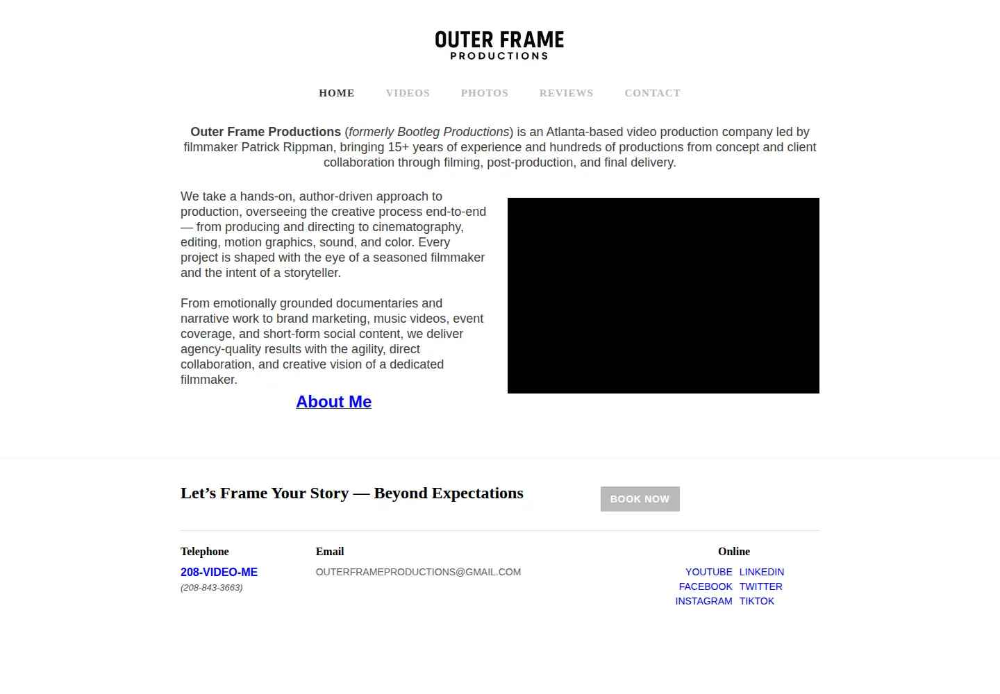 Captured homepage of bootlegproductionsonline.com in the current scan