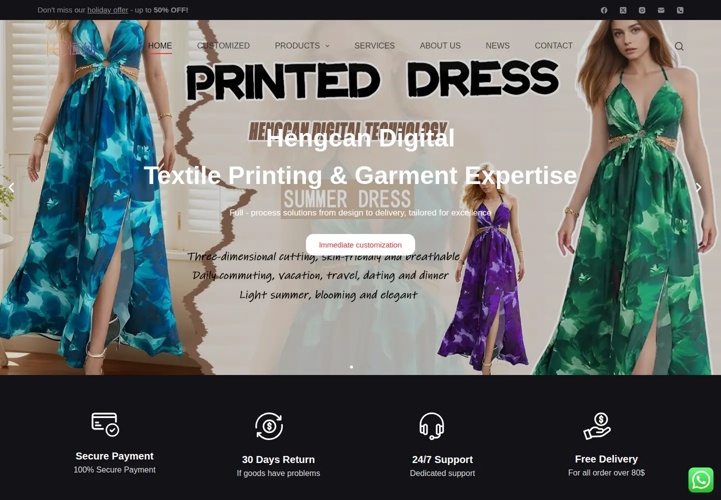 Screenshot of hcgarment.com