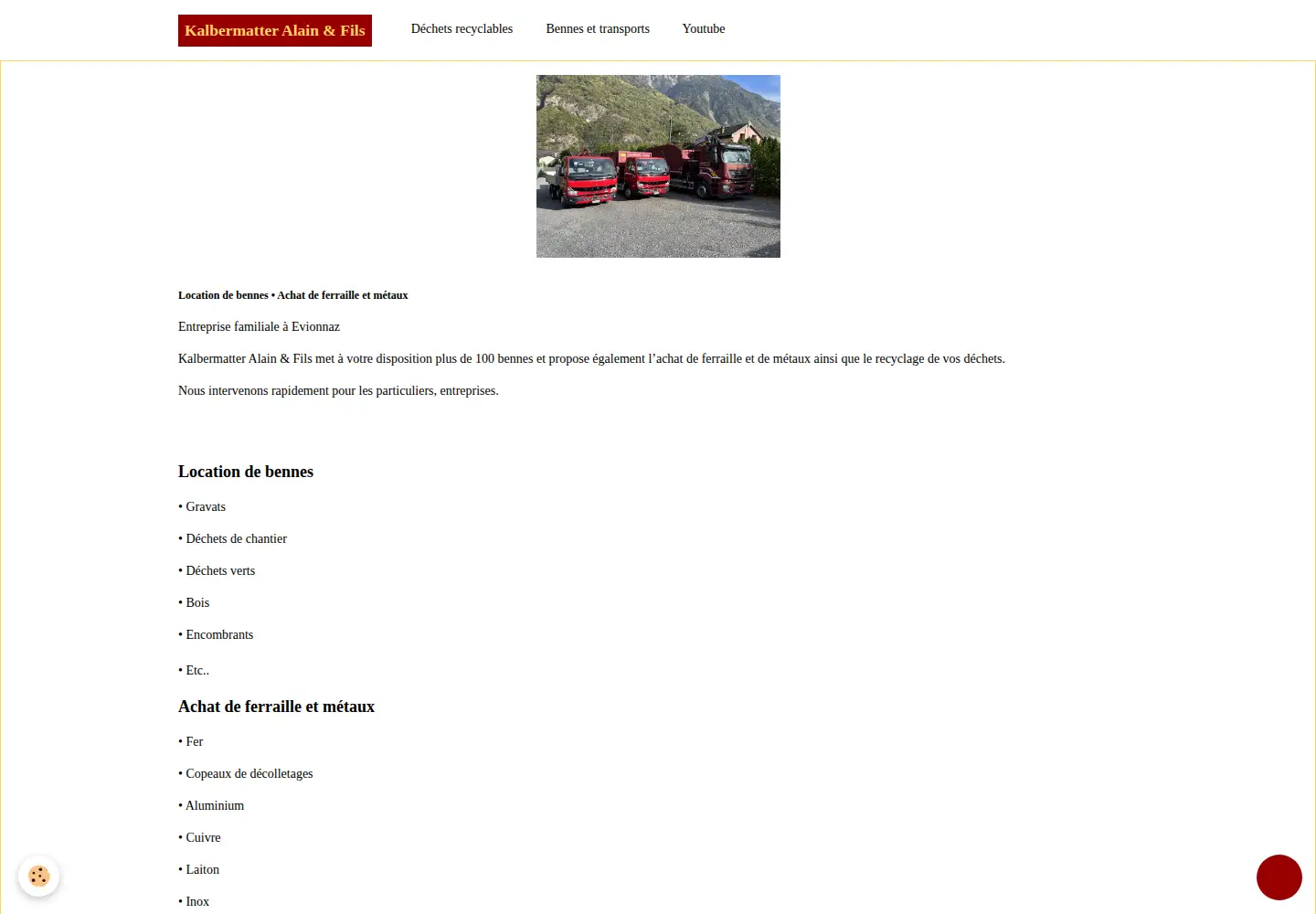 Captured homepage of kalbermatter-alain-et-fils.com in the current scan