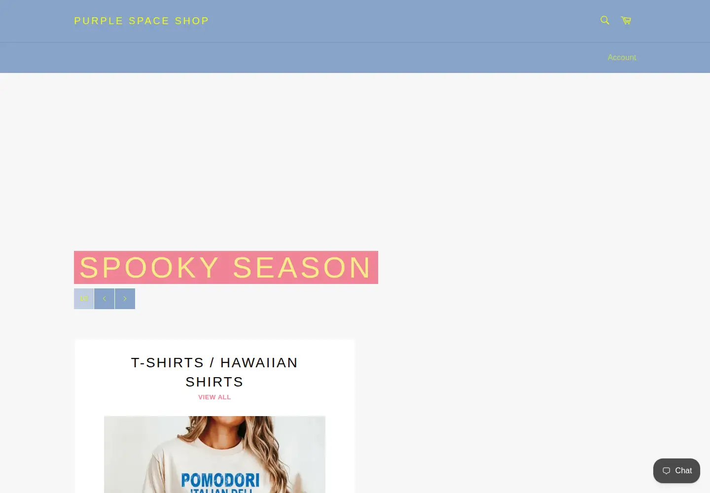 Screenshot of purplespaceshop.com
