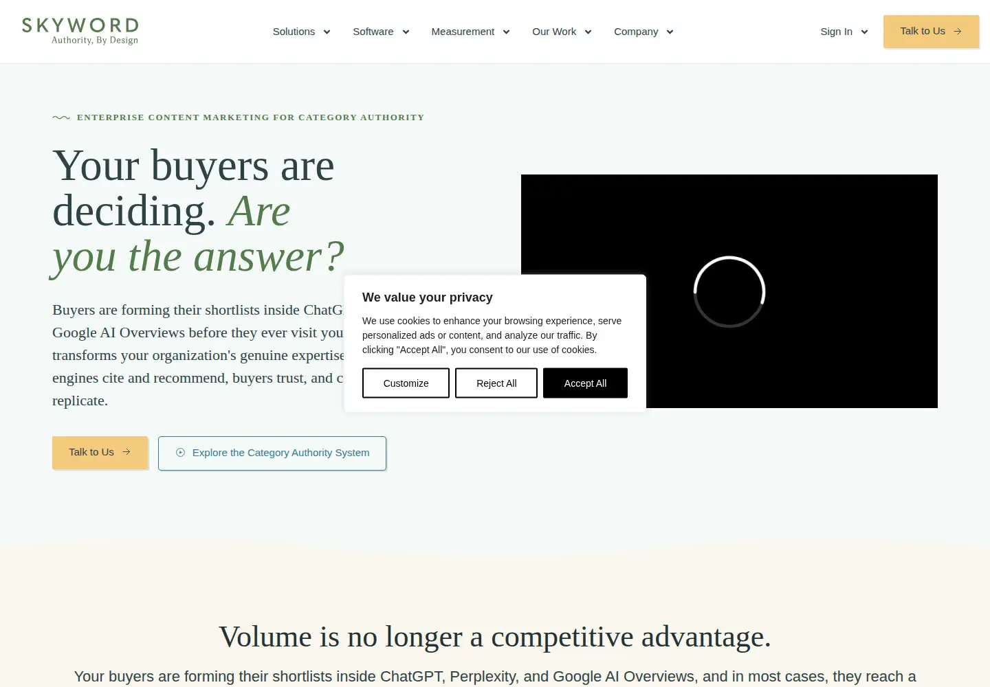 Screenshot of skyword.com