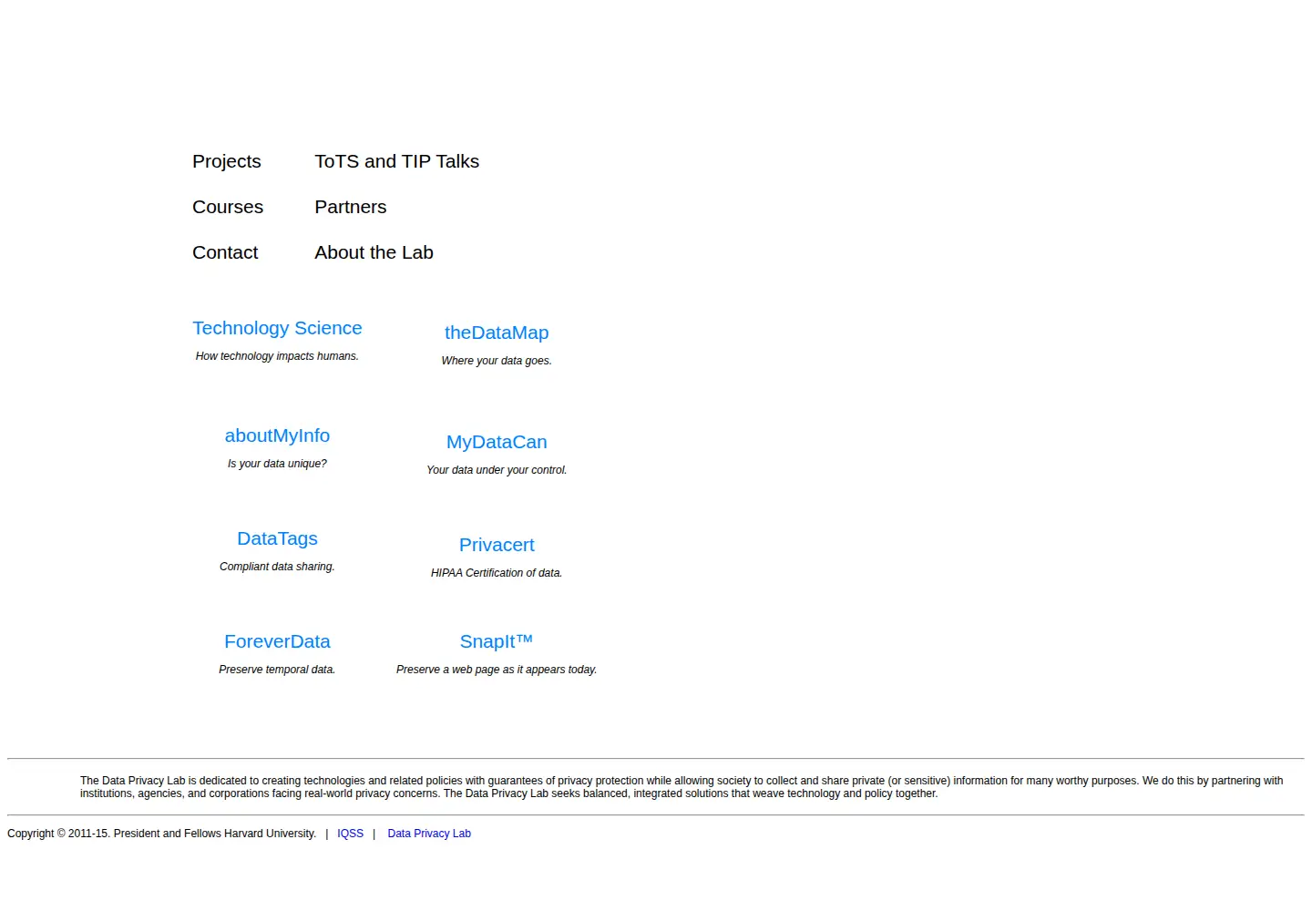 Captured homepage of dataprivacylab.org in the current scan