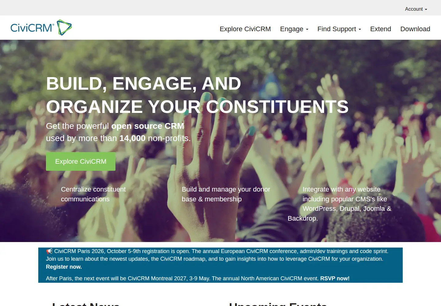 Captured homepage of civicrm.org in the current scan