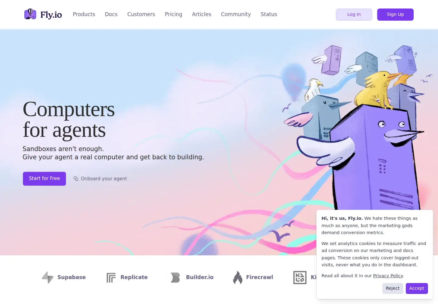Screenshot of fly.io