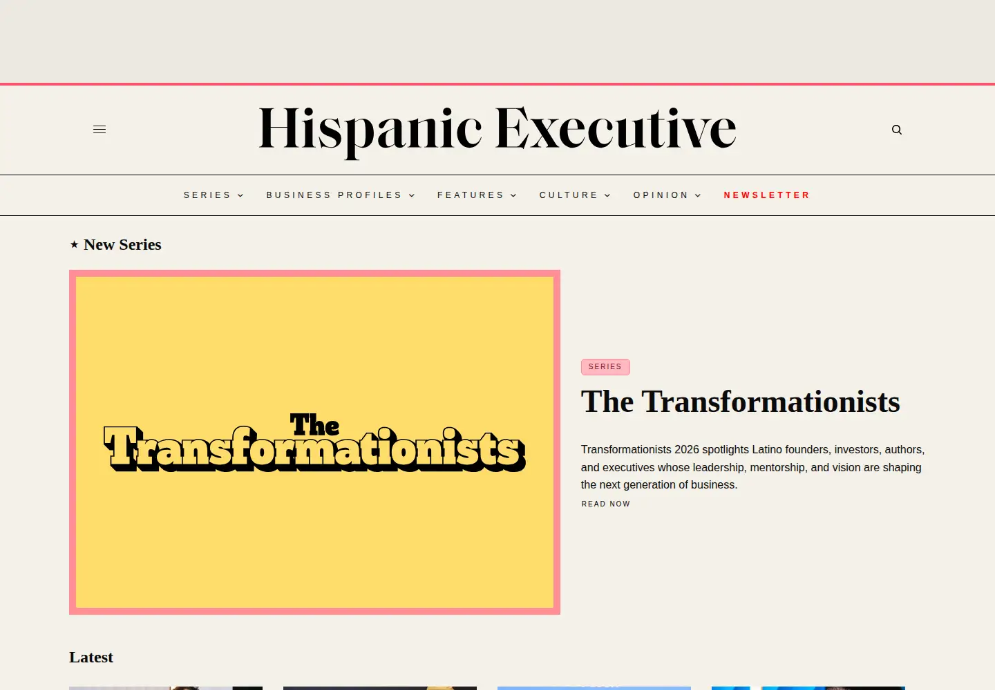 Captured homepage of hispanicexecutive.com in the current scan