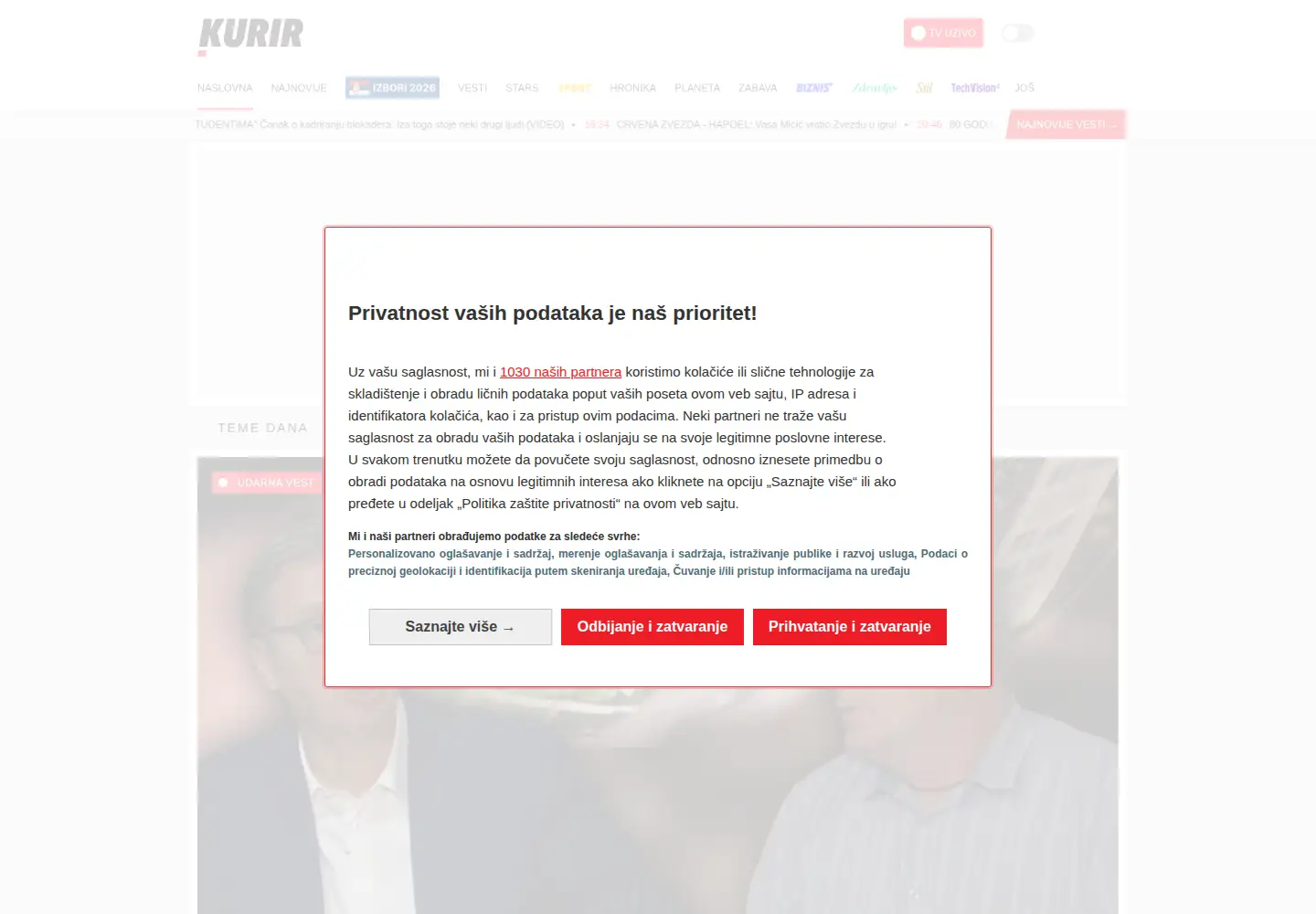 Screenshot of kurir.rs