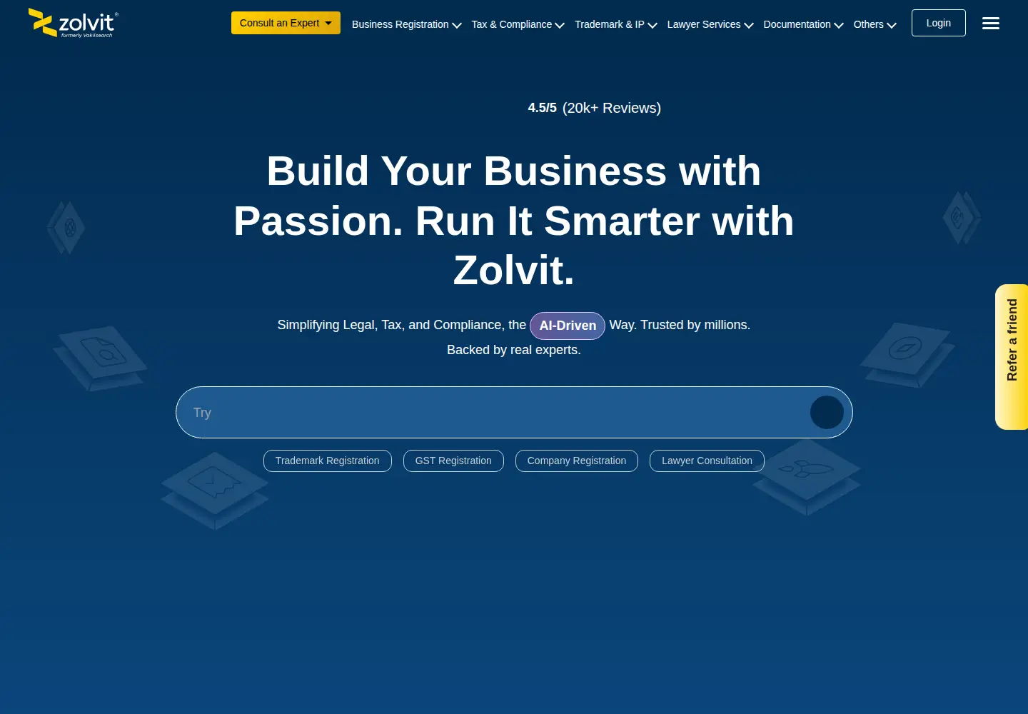 Screenshot of vakilsearch.com
