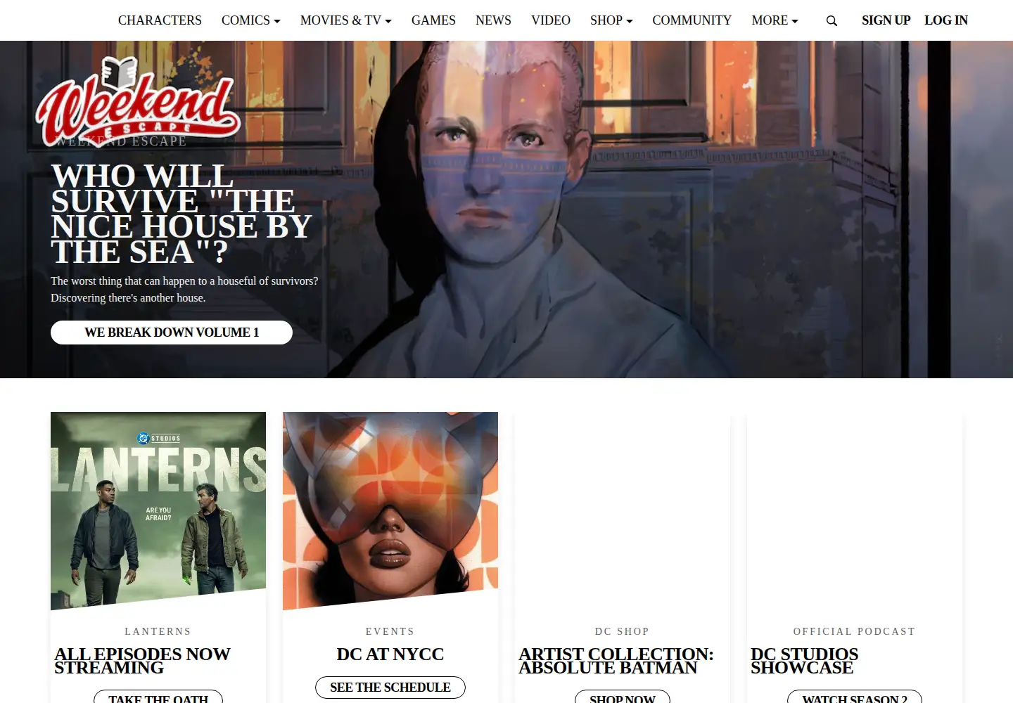 Captured homepage of dc.com in the current scan