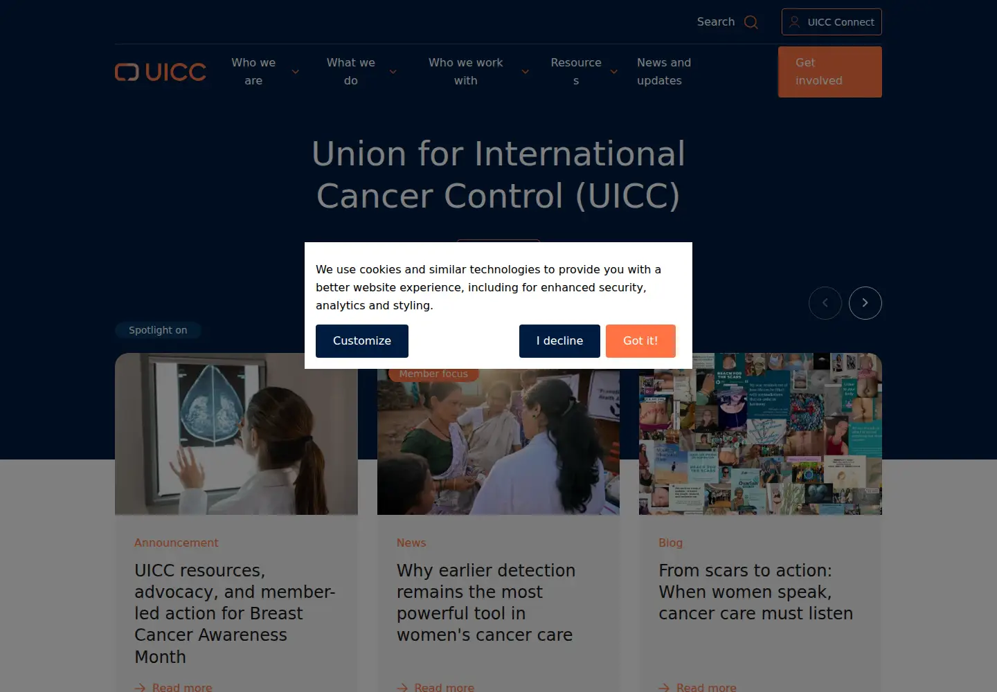 Screenshot of uicc.org